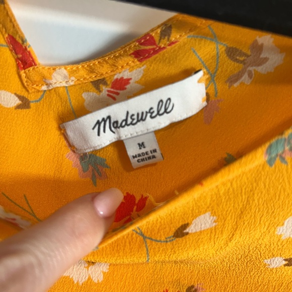 Madewell Floral Yellow Women's Silk Top - Picture 4 of 6